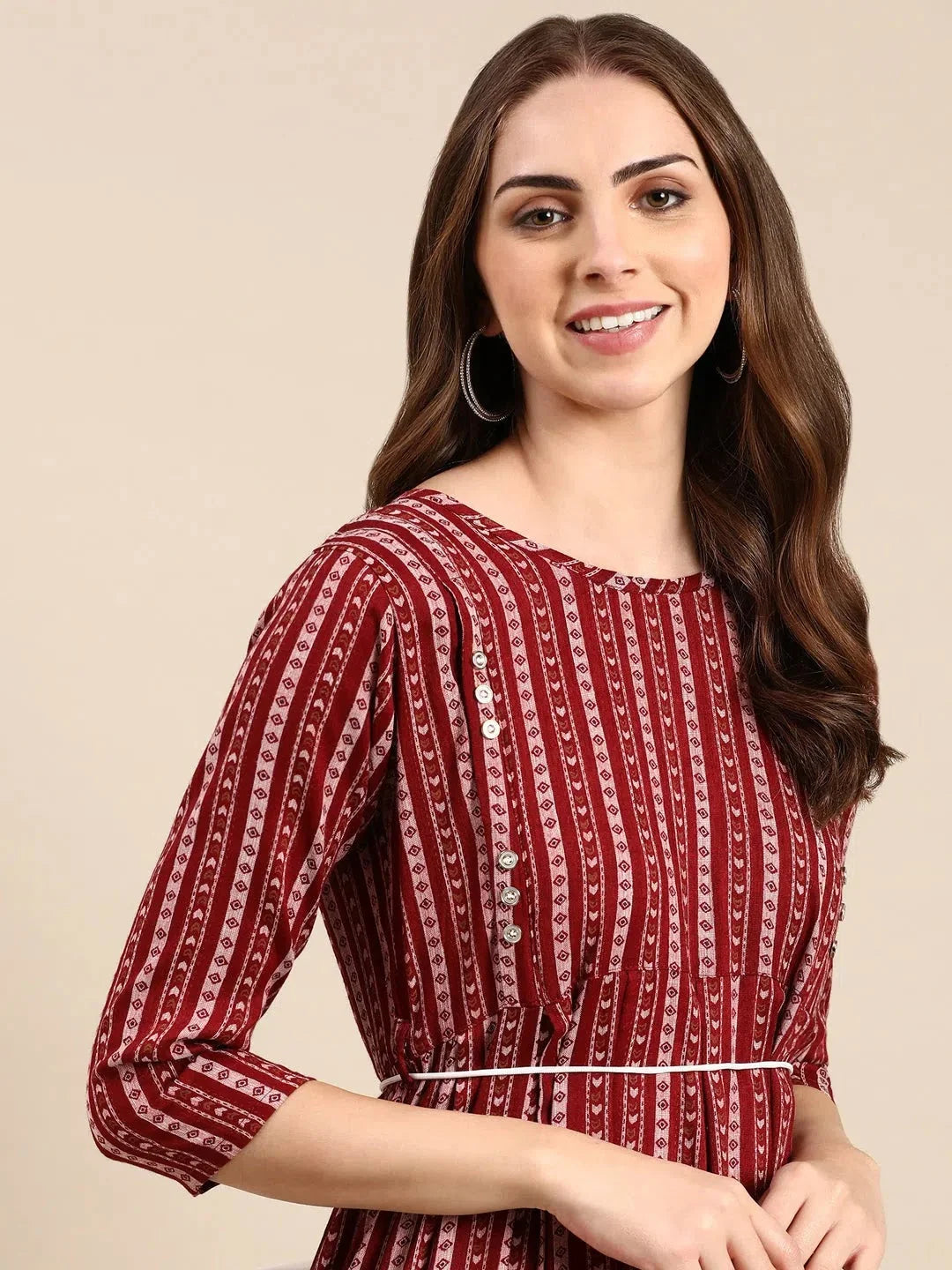 Maroon Printed Anarkali Kurti | Viscose Anarkali Kurti for Women