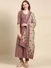 Women's Maroon Printed Kurta SetKC-1013-Maroon