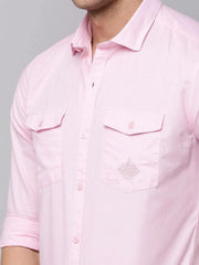 Men Pink Solid Casual Shirt-DARIANPURELINEN-3318-Pink
