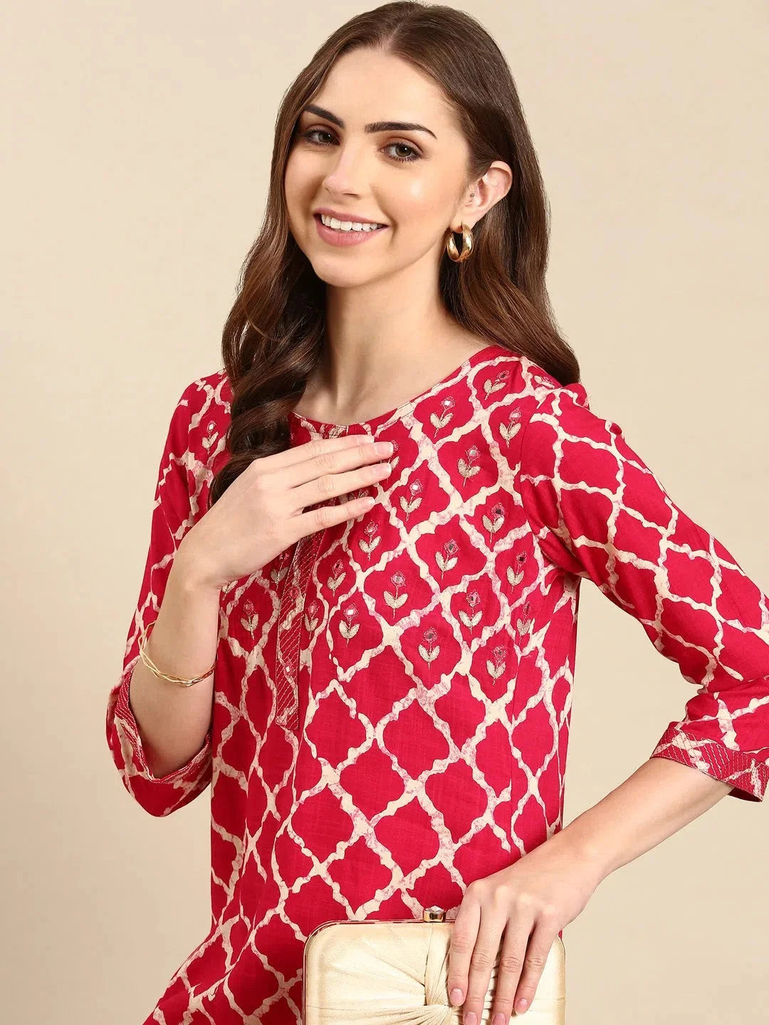 Magenta Printed Kurta - Stylish Indian Kurtas for Women