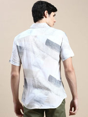 Men Cream Graphics Casual Shirt-GEORGE-1639-Cream