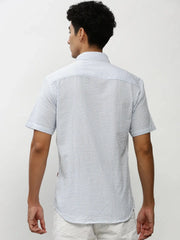 Men White Striped Casual Casual Shirts-JUBASTRIPE-067-White