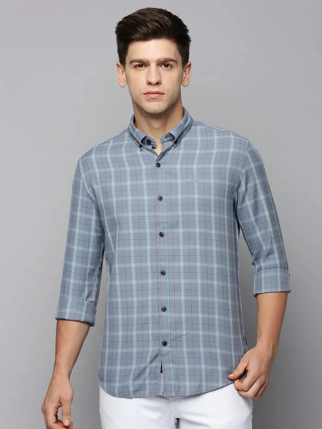 Grey Checked Cotton Mens Shirt - DesiQlo Casual Shirt