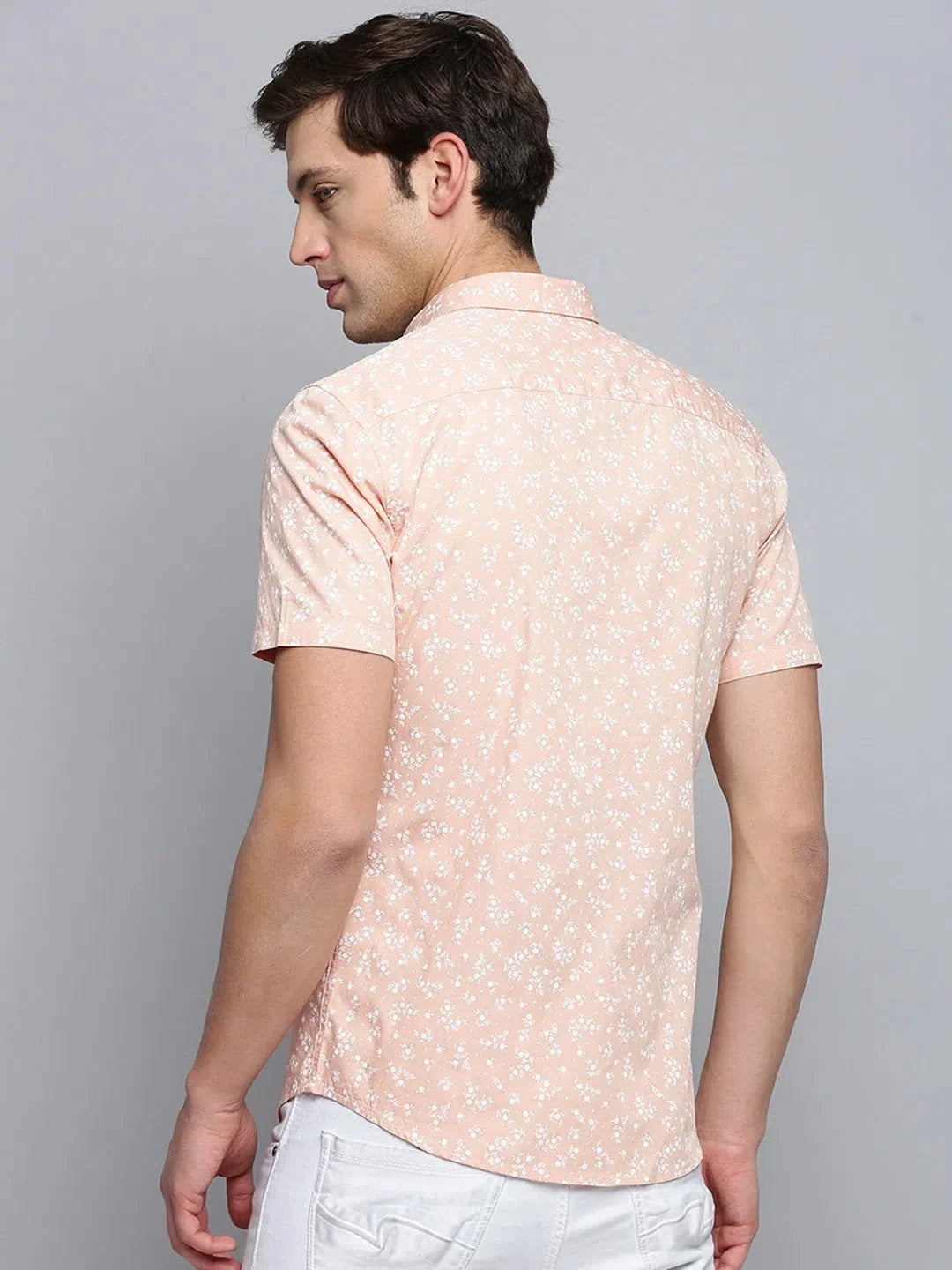 Peach Printed Mens Shirt - Stylish Cotton Printed Shirt