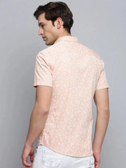 Men Peach Printed Casual Shirt-PICOPRINT-2024-Peach