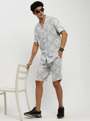 Men White Printed Co ordSet-HIPHOP-M182P-1630-White