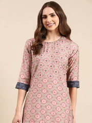 Women's Pink Printed Kurta SetKC-3195-Pink