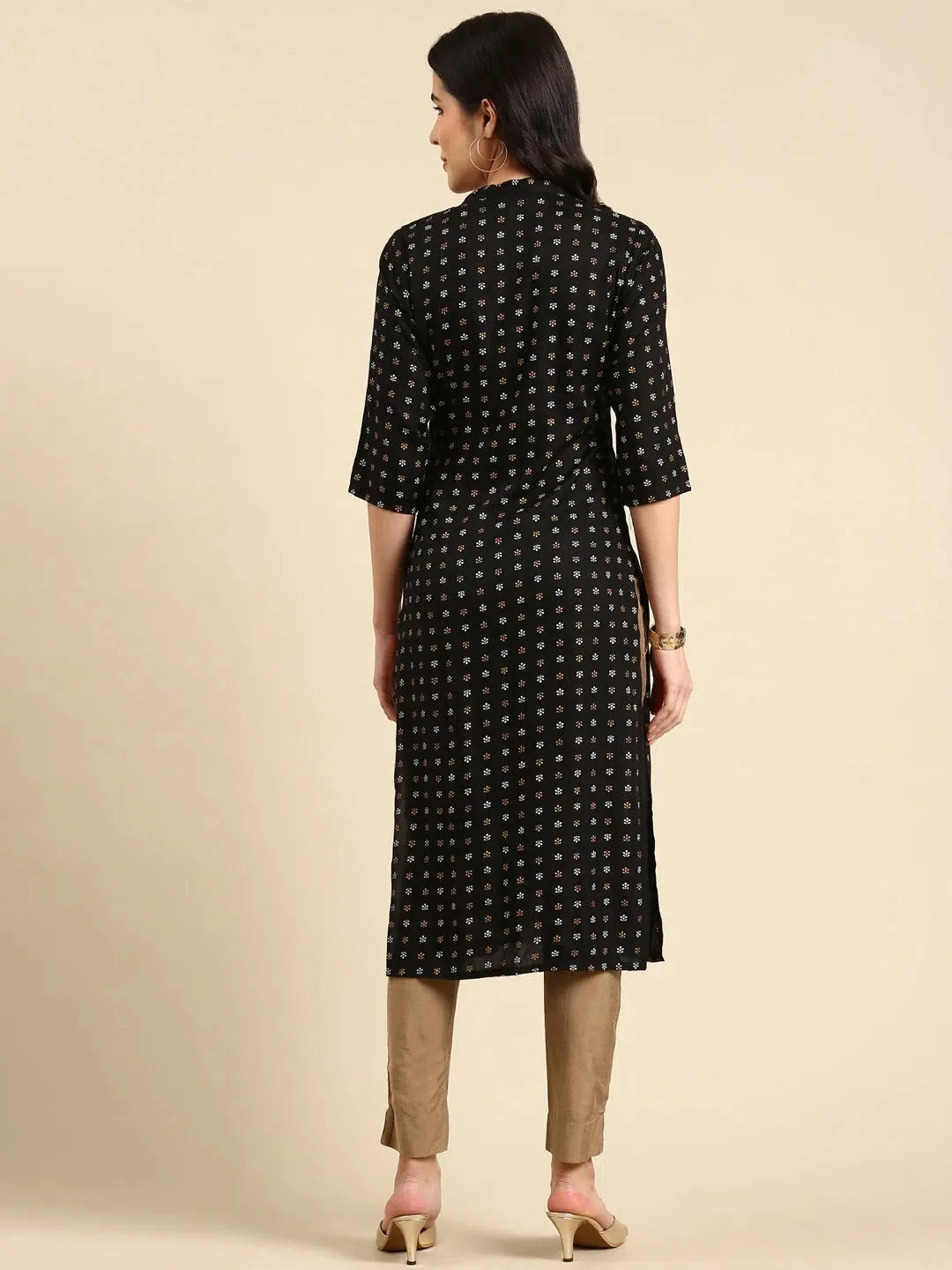 Teal Printed Polyester Kurta - Modern Indian Kurtis Online