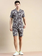Men Grey Printed Casual Co ord Set-BLACKBERRY-1673-Taupe