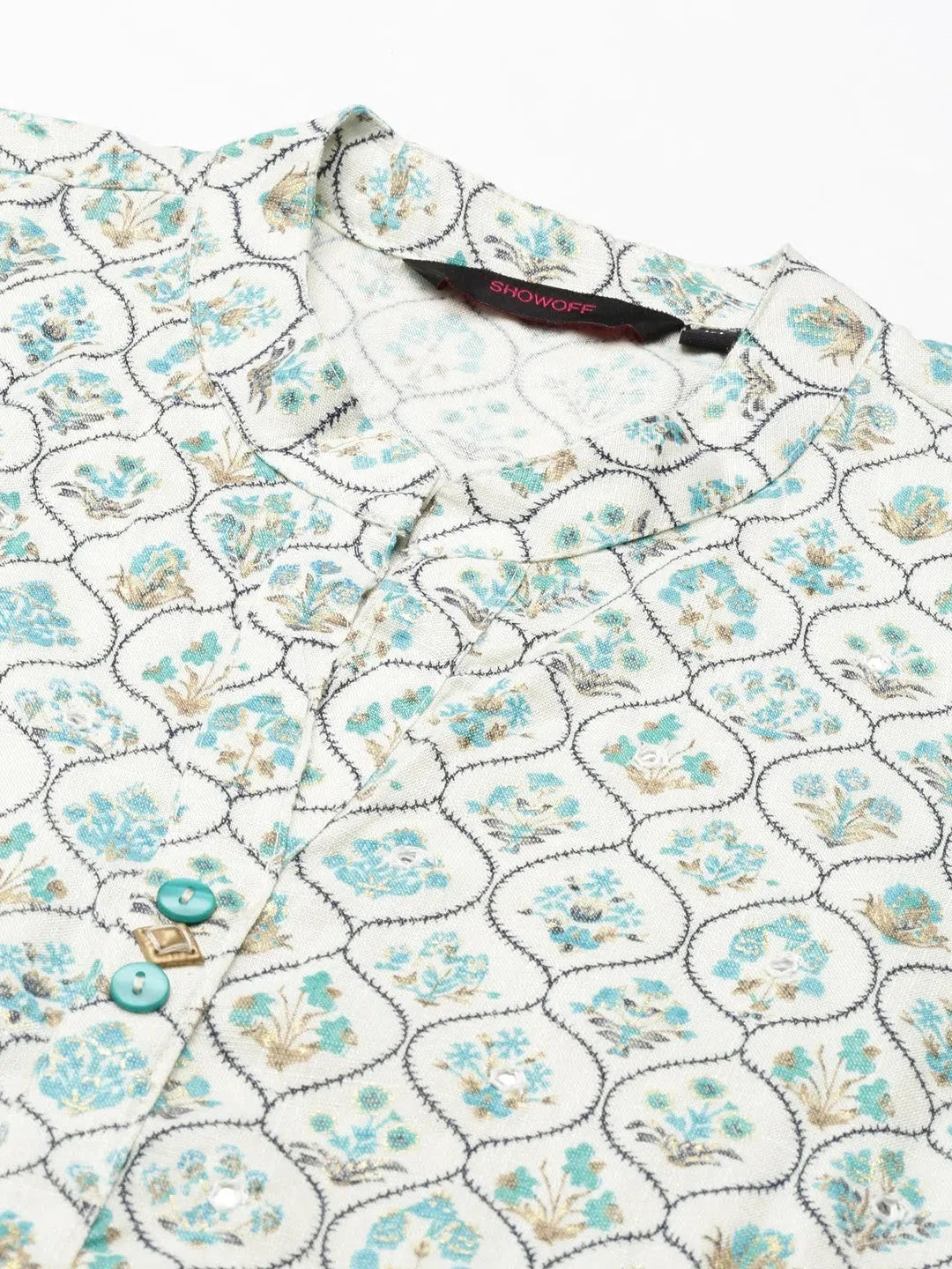 White Printed Anarkali Kurti - Women's Cotton Anarkali Dress