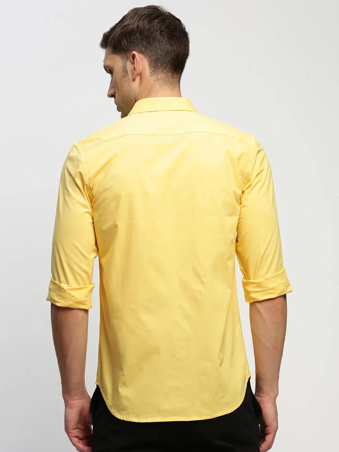Yellow Cotton Mens Shirt | Solid Casual Shirt Online - DesiQlo