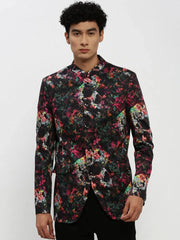 Men Black Printed Blazer-SOBLZ-85-10-Black