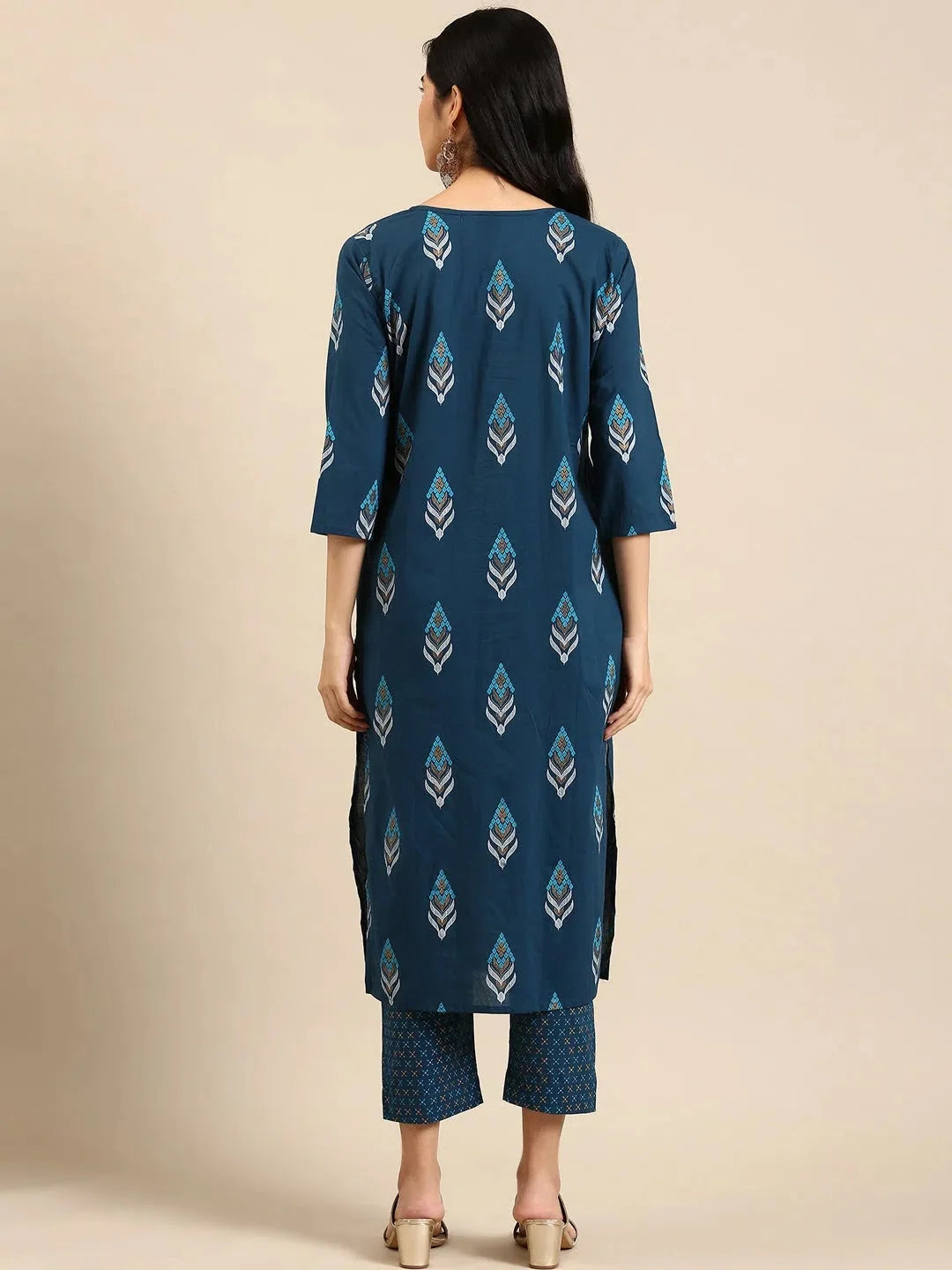 Teal Printed Kurta Set | Women's Ethnic Indian Kurta Sets