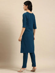 Women's Blue Solid Kurta SetKC-3327-Teal