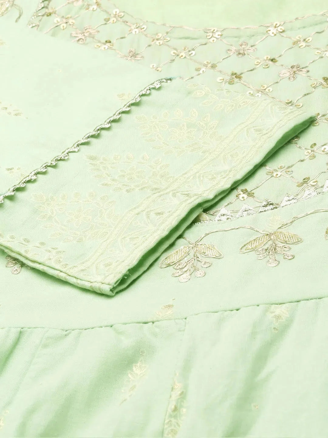 Green Printed Anarkali Kurta | Women's Cotton Anarkali Kurti