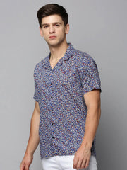 Men Blue Printed Casual Shirt-RESORTPRINT-5288-Blue