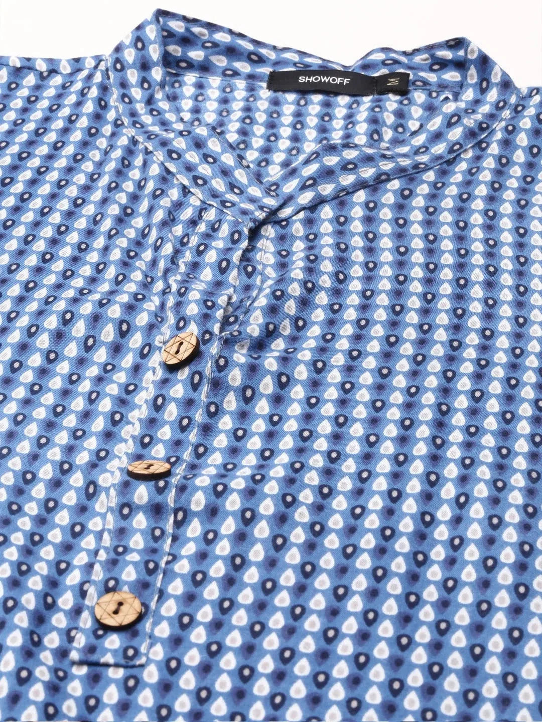 Blue Printed Cotton Kurta | Stylish Indian Kurtis for Ladies