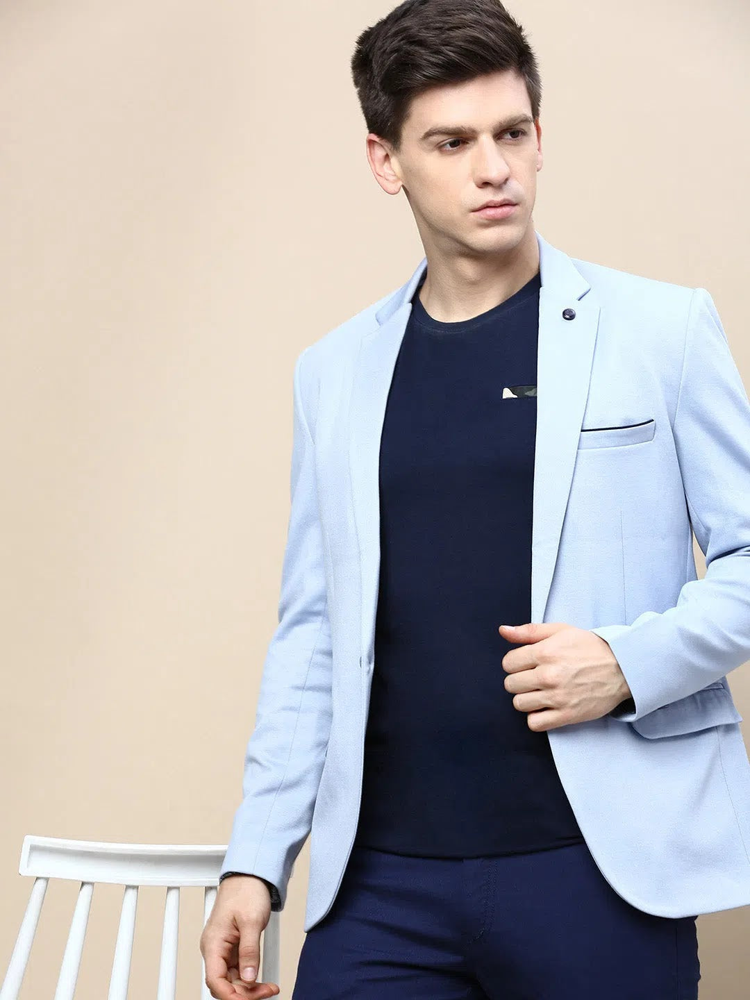 Blue Solid Nehru Jacket for Men | Nehru Collar Design