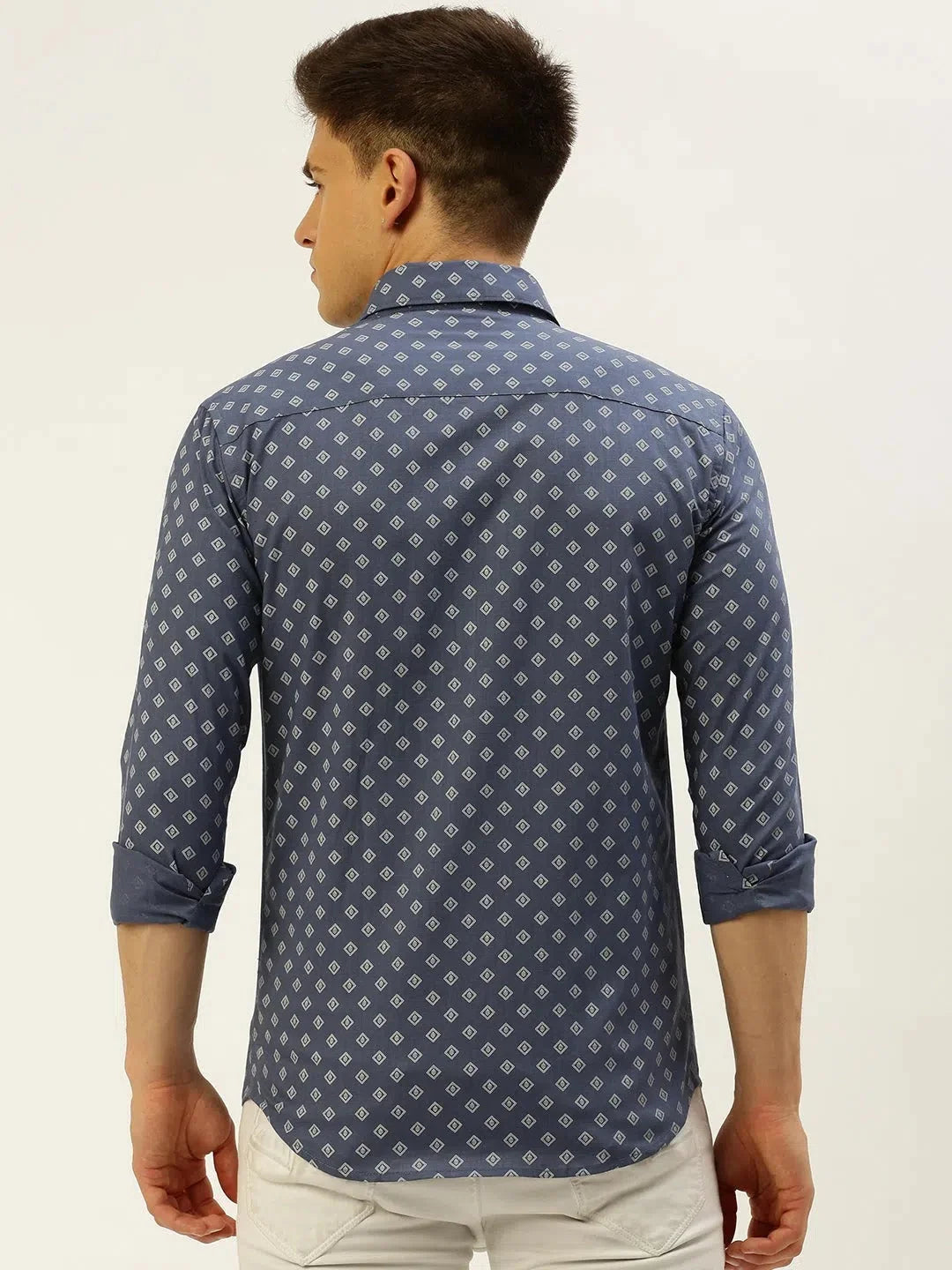 Blue Printed Mens Shirt | Stylish Cotton Casual Shirts Online