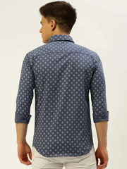 Men Blue Printed Casual Shirt-FLIORIONIEPRINT-3514-Blue