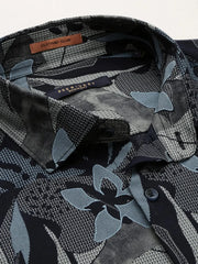 Men Navy Floral Casual Casual Shirts-GEORGE-1651-Navyblue