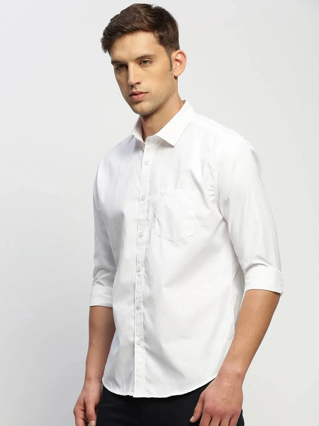 Men's Solid White Cotton Shirt | DesiQlo Classic Design