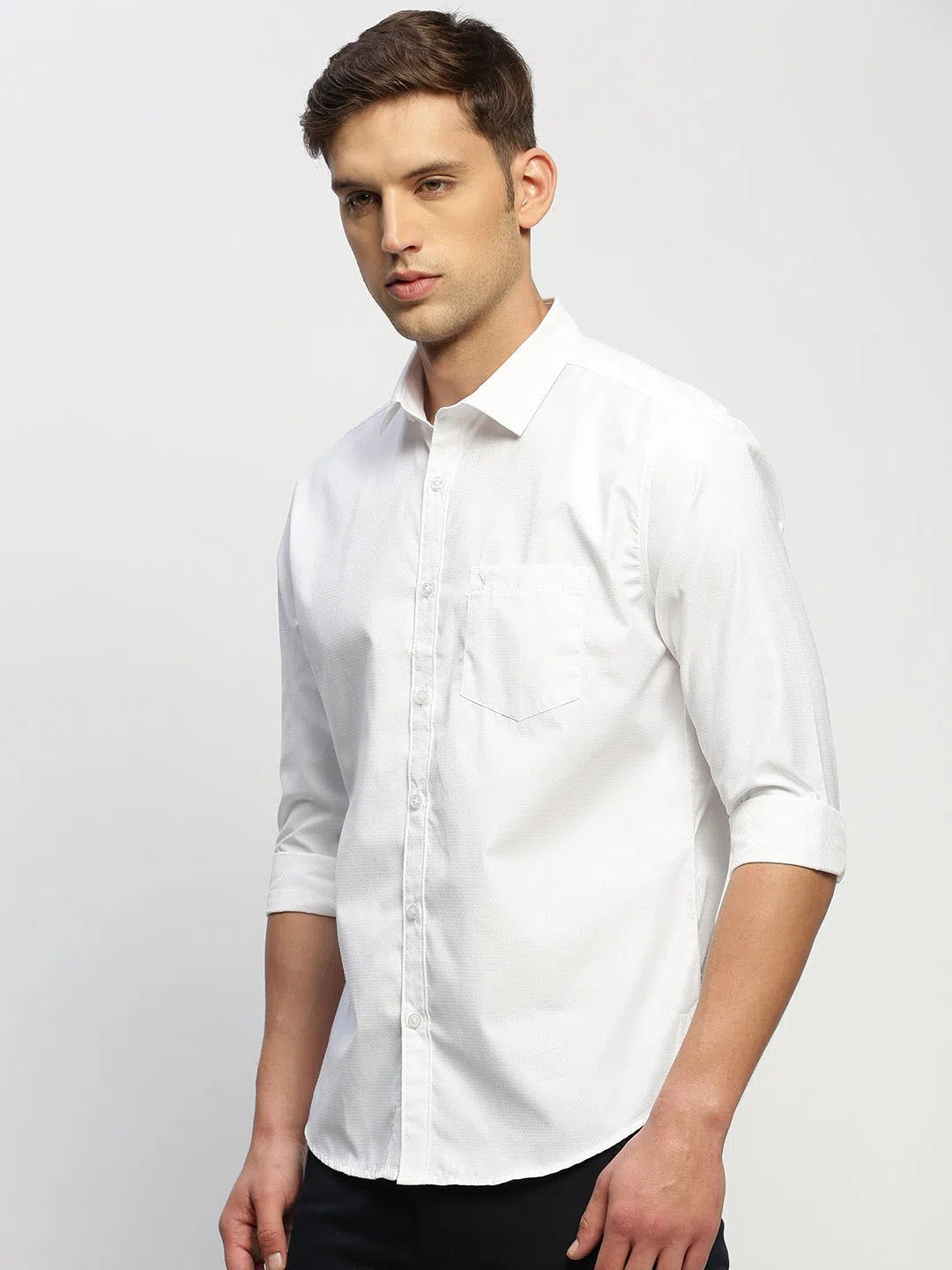 Men's Solid White Cotton Shirt | DesiQlo Classic Design