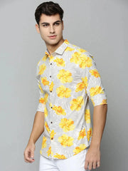 Men Grey Printed Casual Shirt-HARPERPRINT-1685-Grey