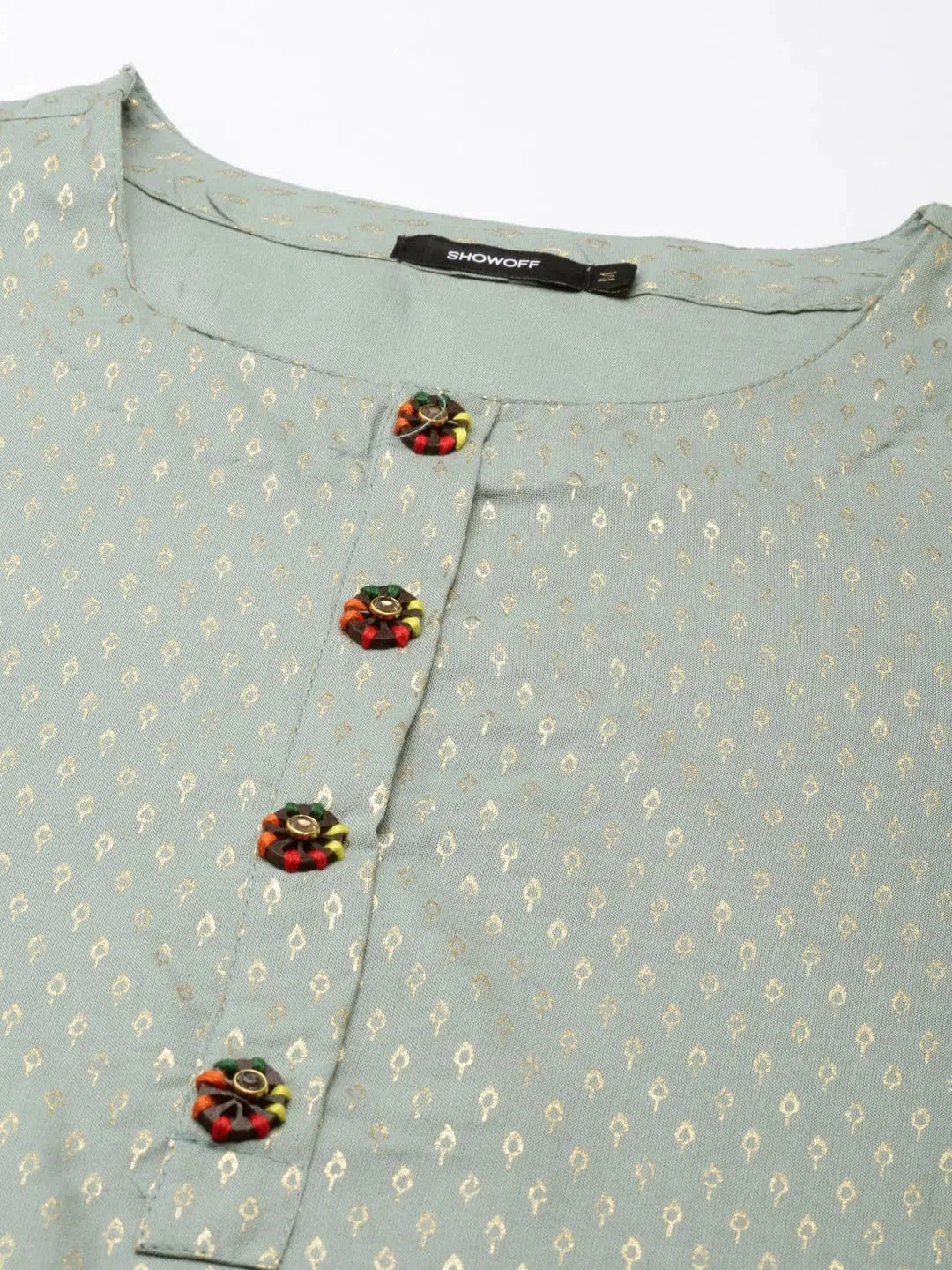 Sea Green Floral Cotton Kurta - Women's Indian Kurti Collection