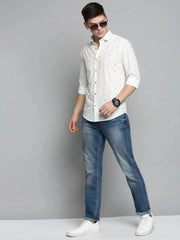 Men White Printed Casual Shirt-BENTONPRINT-4020-White