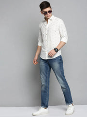 Men White Printed Casual Shirt-BENTONPRINT-4020-White