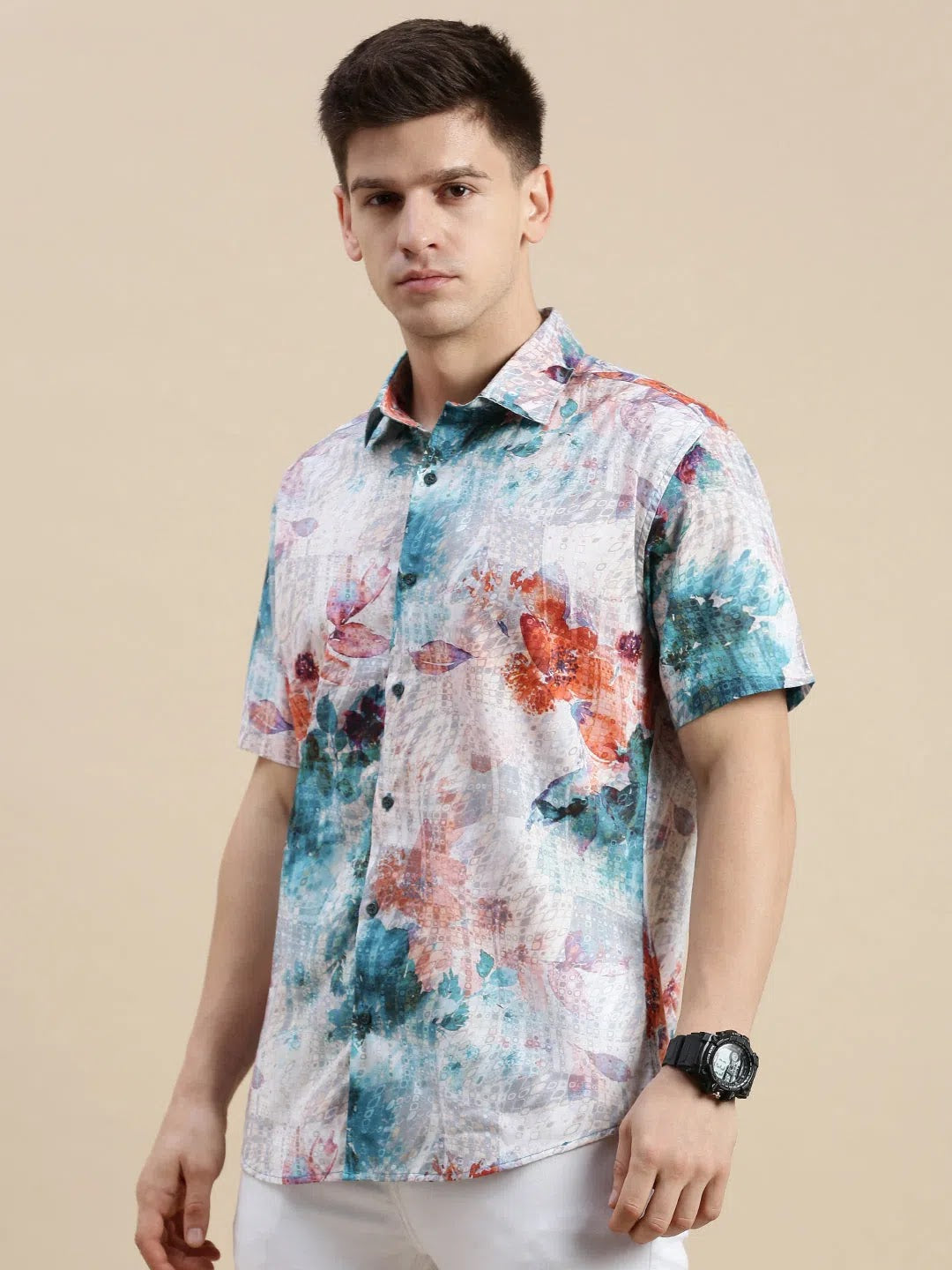 Mens Multi Floral Printed Shirt - DesiQlo Beach Shirts