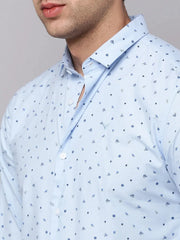 Men Blue Printed Casual Shirt-TKTPRINT-123-Blue