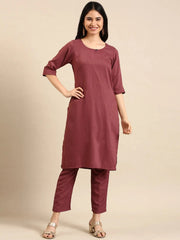 Women's Purple Solid Kurta SetKC-3327-Mauve