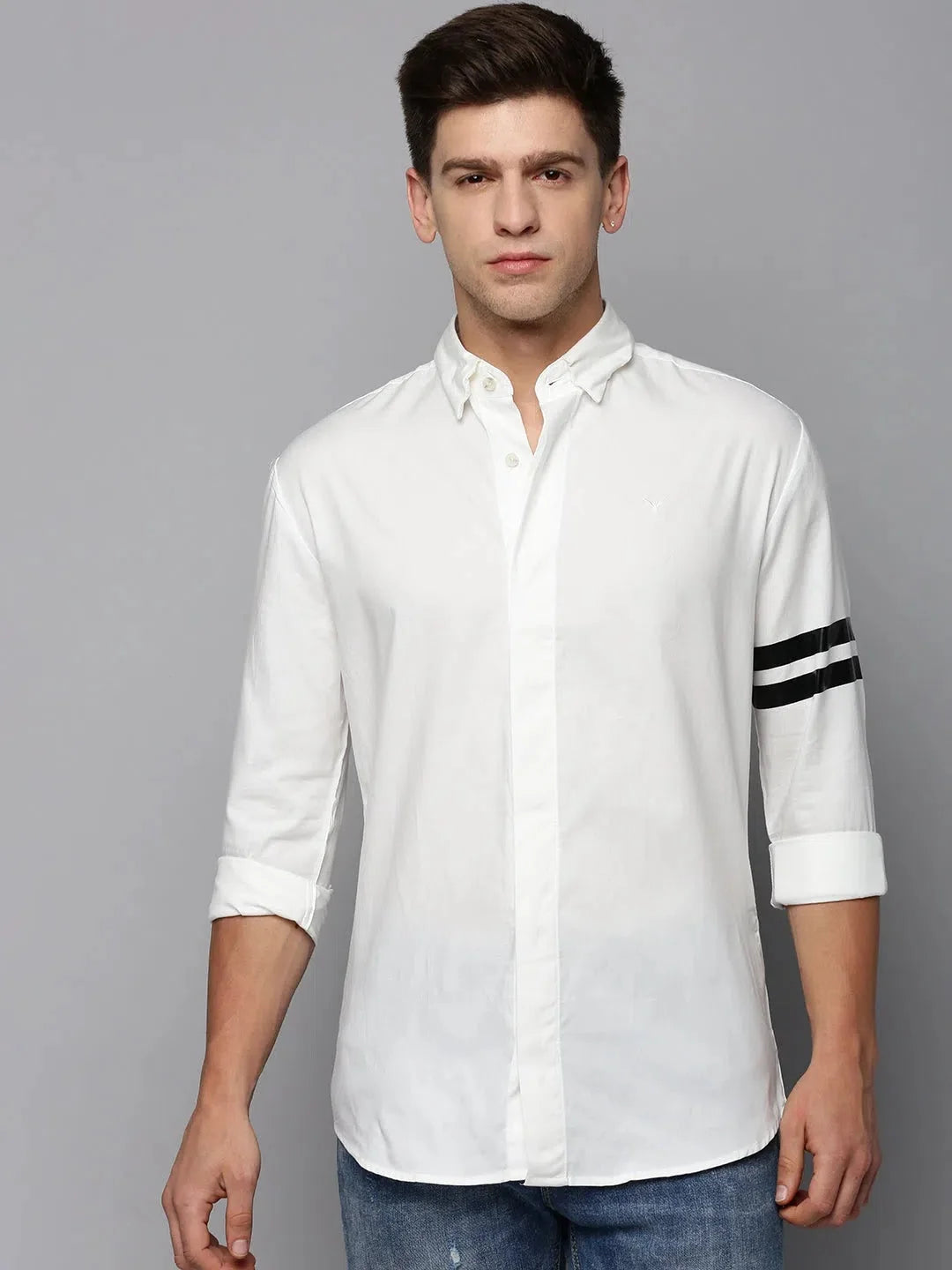 Men's White Solid Cotton Shirt | Crisp & Stylish Look