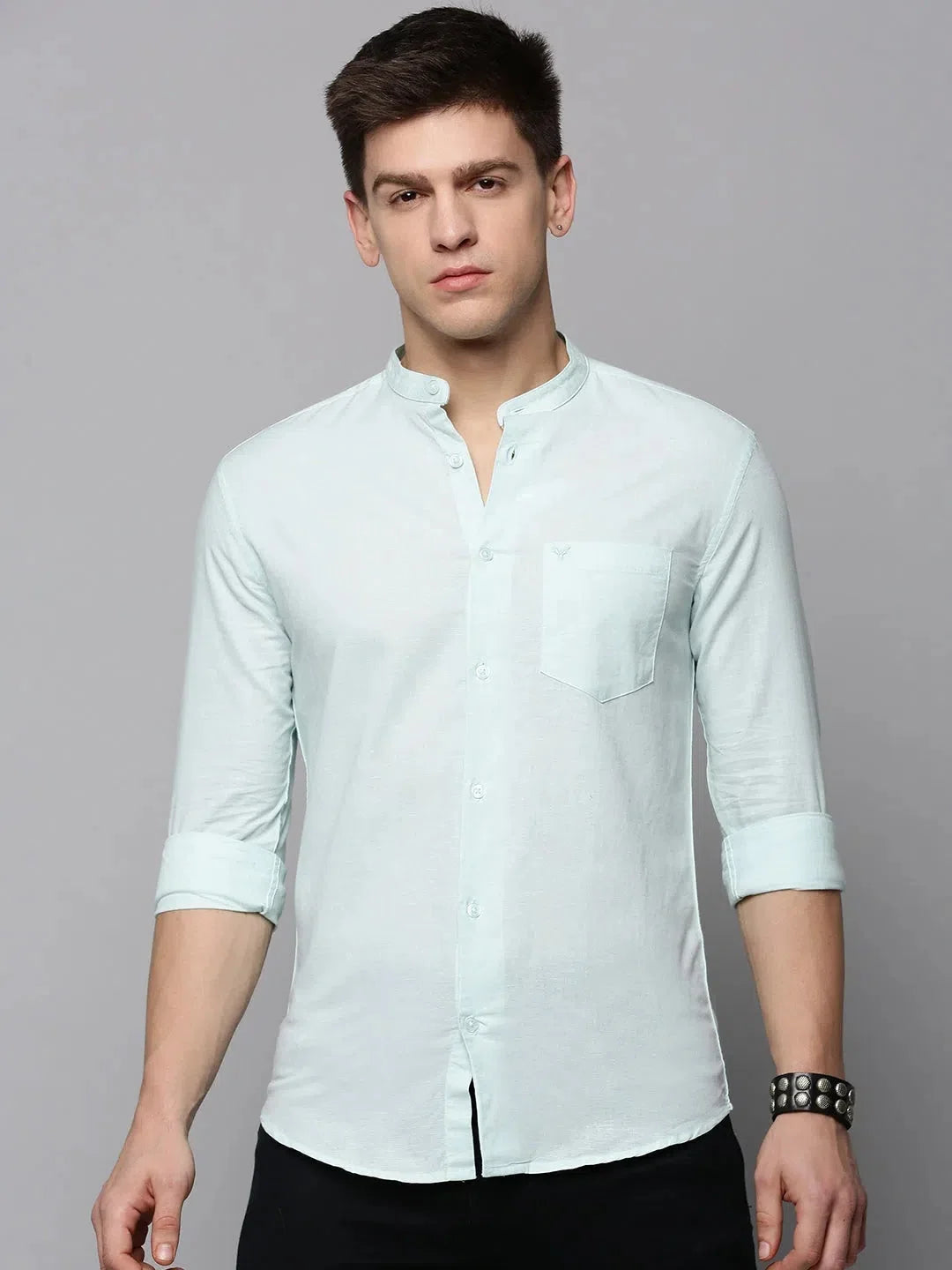 Green Solid Mens Shirt - Cotton Casual Shirt | DesiQlo