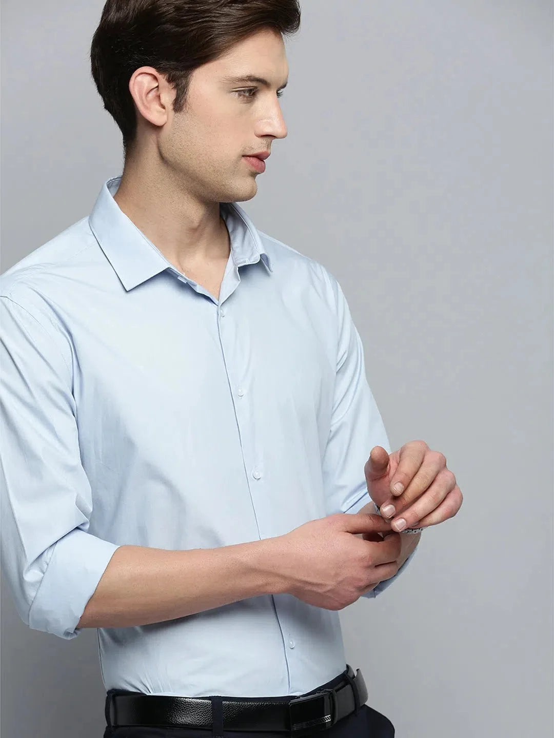 Blue Solid Cotton Mens Shirt | DesiQlo Formal Shirts