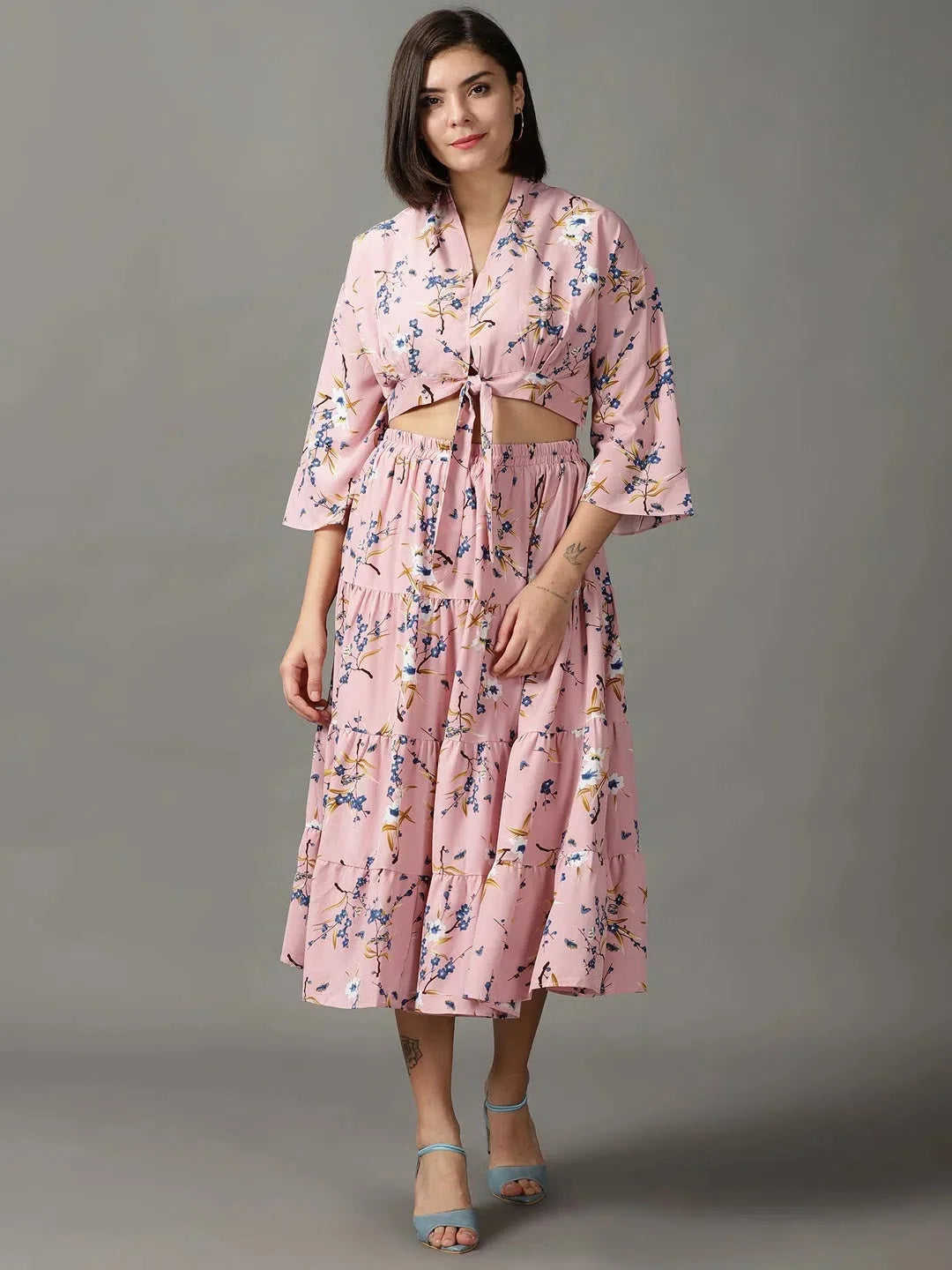 Pink Printed Co Ord Sets for Women | Viscose Casual Co Ord Set