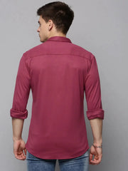 Men Pink Solid Casual Shirt-CARLOKNITS-3226-Pink