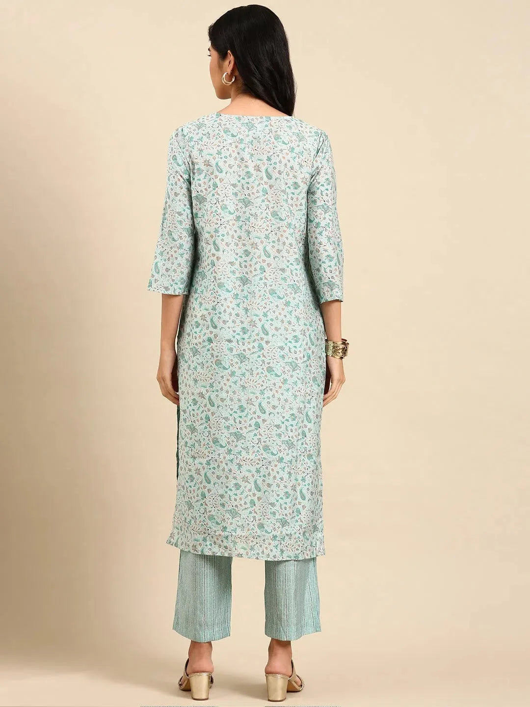 Sea Green Printed Kurta Set | Women's Indian Kurta Sets - Style 1