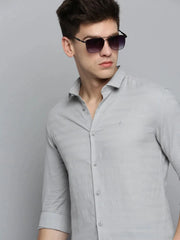 Men Grey Solid Casual Shirt-DEERASTRIPES-2074-Grey