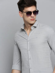Men Grey Solid Casual Shirt-DEERASTRIPES-2074-Grey