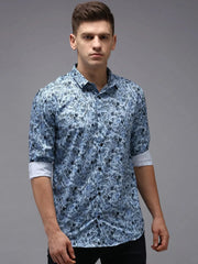 Men Blue Printed Casual Shirt-KELVENPRINT-1405-Blue
