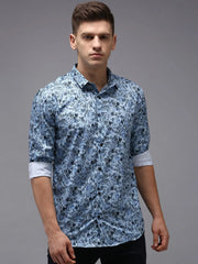 Men Blue Printed Casual Shirt-KELVENPRINT-1405-Blue