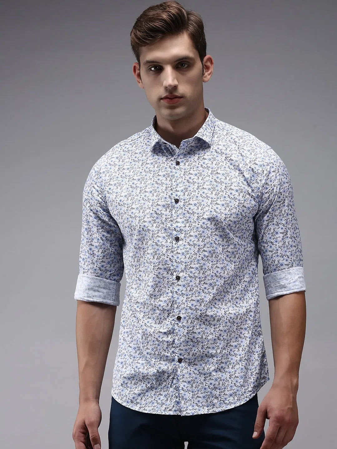 Trendy White Printed Cotton Mens Shirt - Casual Style | DesiQlo