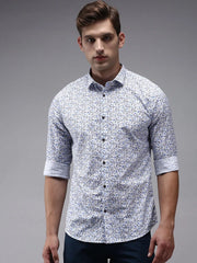 Men White Printed Casual Shirt-YONOPRINT-1497-White