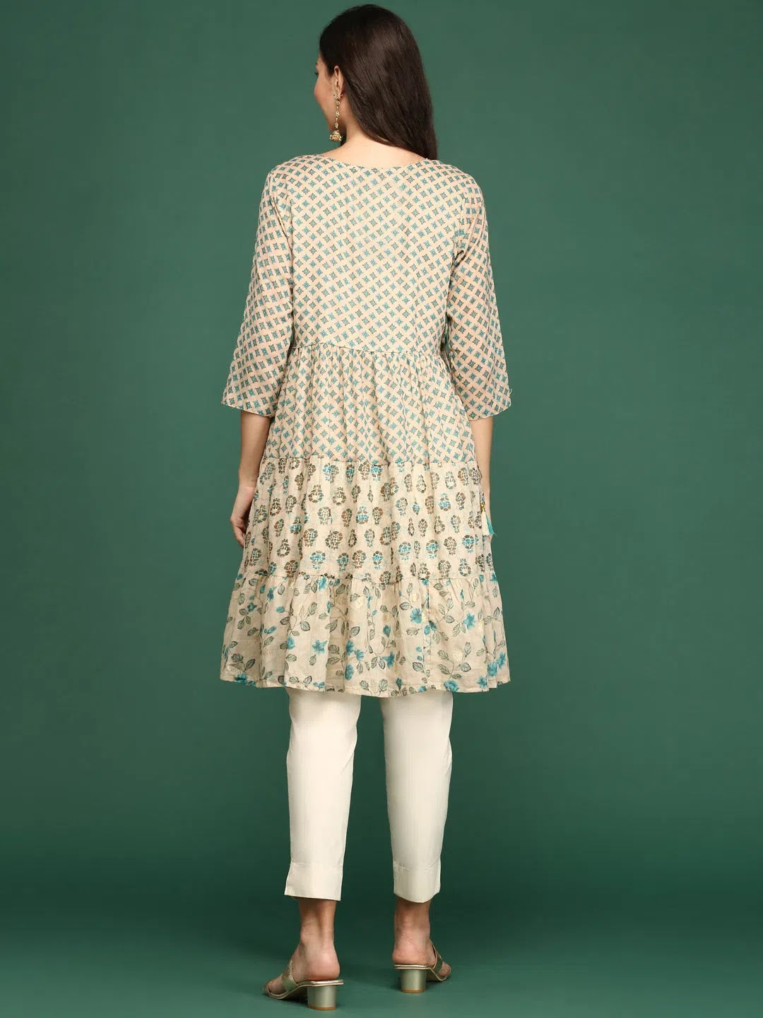 Beige Cotton Kurta - Women's Indian Kurta | Casual Cotton Kurti