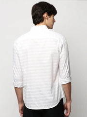 Men White Striped Casual Casual Shirts-TAROSTRIPE-607-White