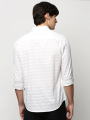 Men White Striped Casual Casual Shirts-TAROSTRIPE-607-White