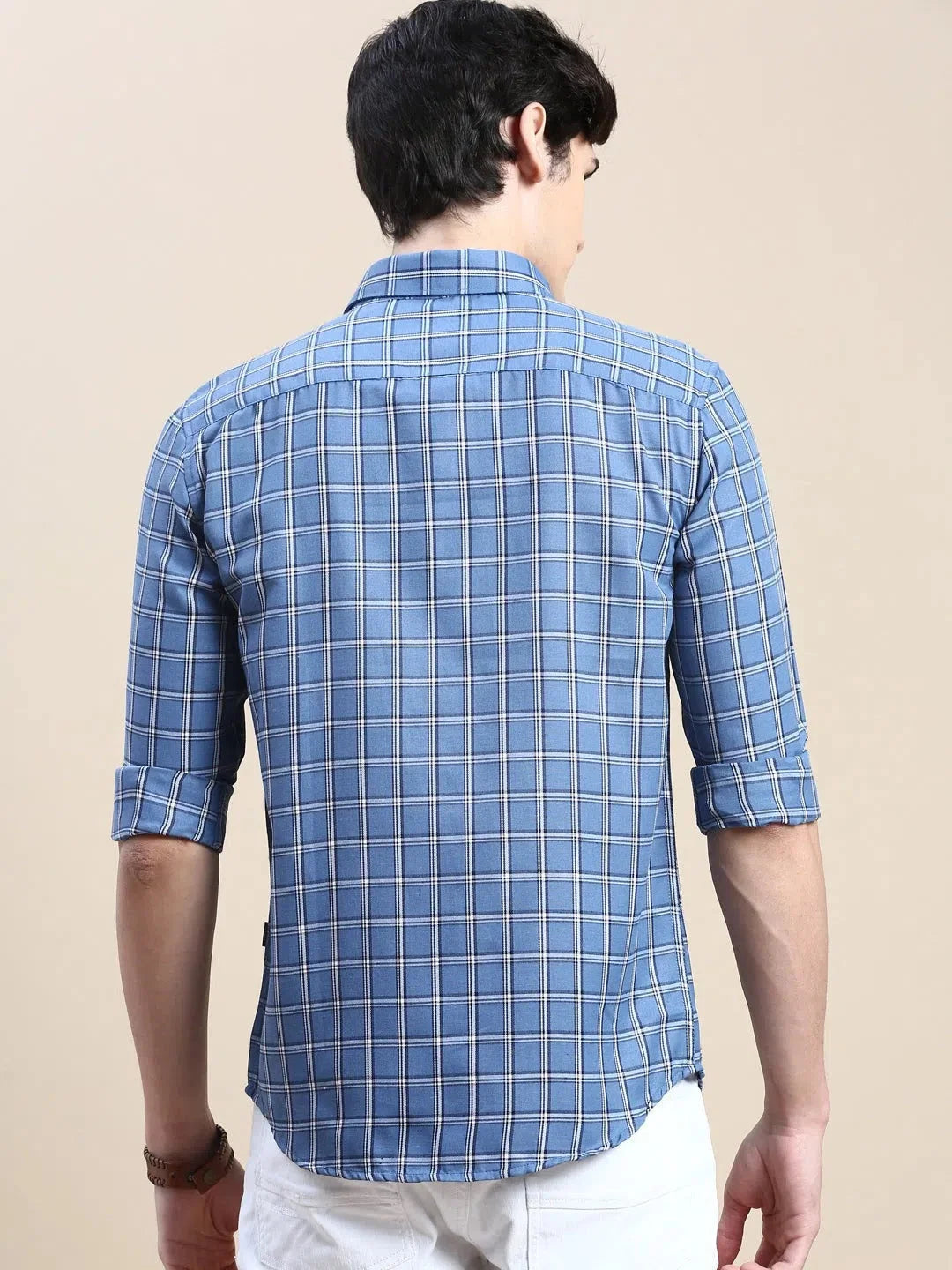 Trending Men's Blue Checked Shirt - Cotton Casual Shirt | DesiQlo